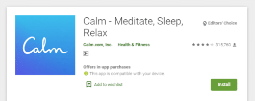 Screenshot Calm Mental Health app from Google Play Store