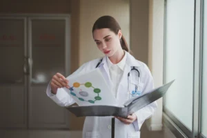 doctor women reading document folder hospital 1