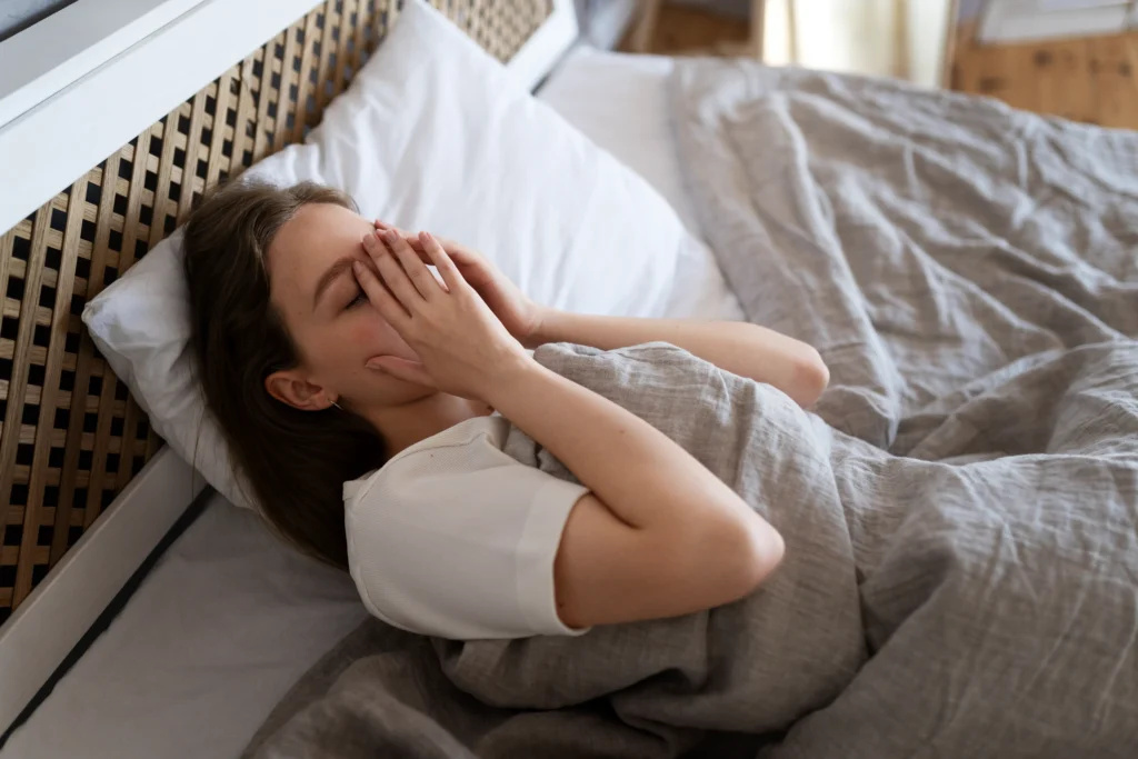 Best Online Sleep Therapy In Gurugram 20 high angle anxious woman laying bed