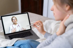 patient having teleconsultation with doctor
