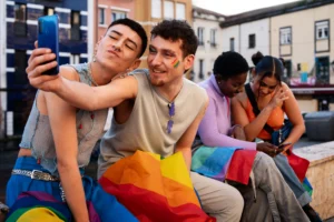 people enjoying celebrations pride month