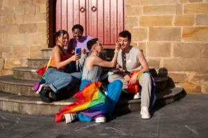 people enjoying celebrations pride month