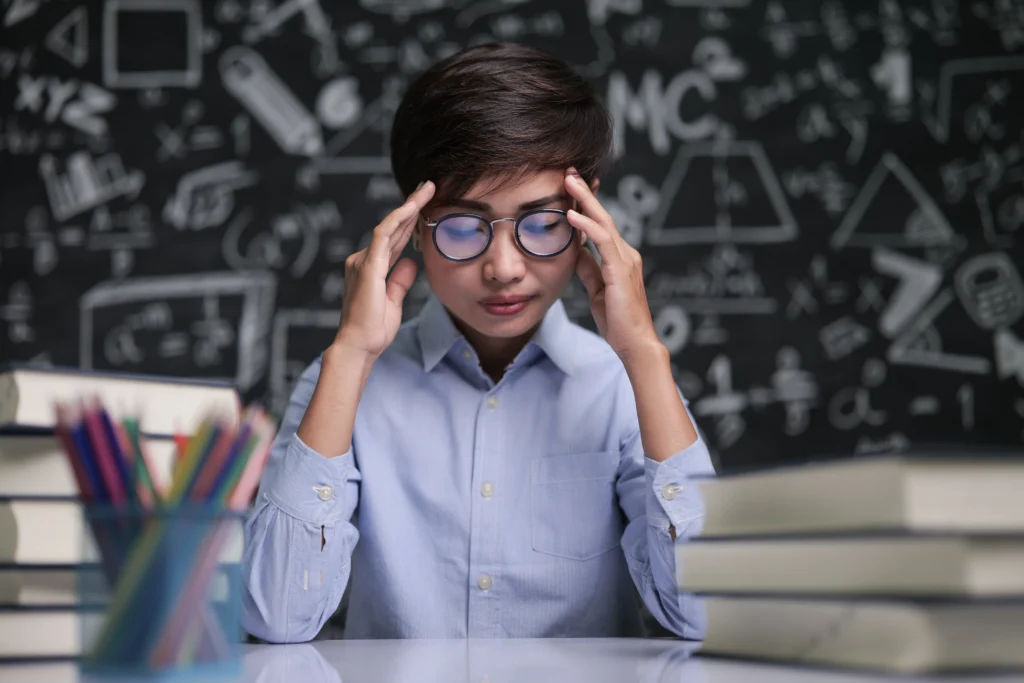 teacher sat thinking about teaching classroom