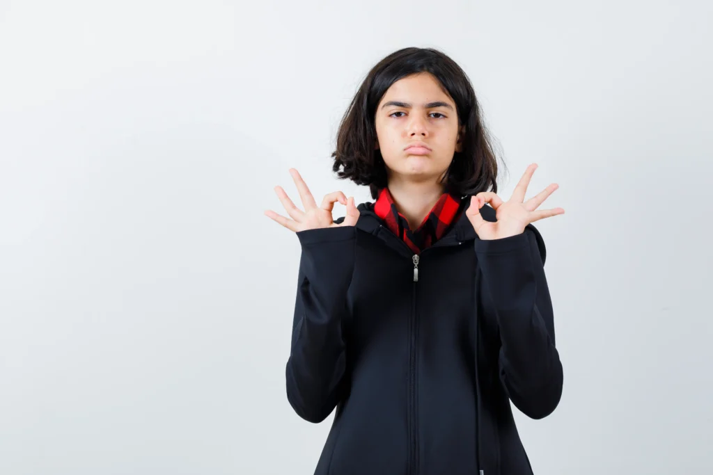 expressive young girl posing studio 1