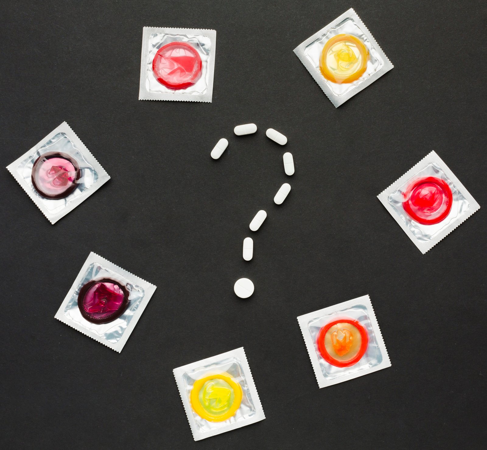 top view contraception method composition black background scaled