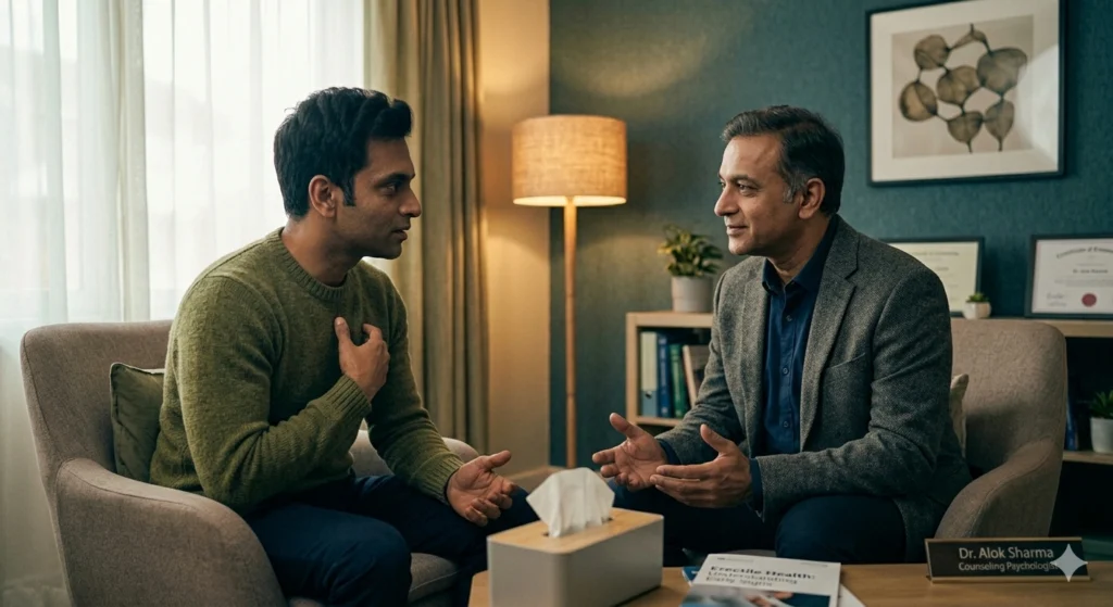 Professional support for erectile dysfunction symptoms and emotional wellbeing