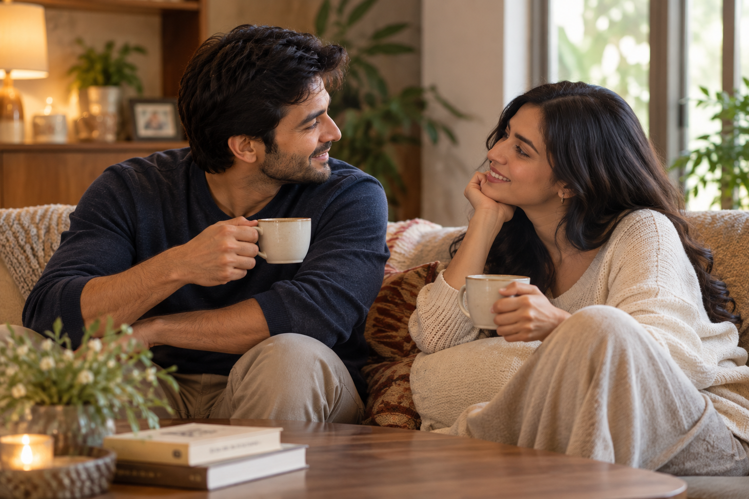 Couple spending quality time together and having a meaningful conversation
