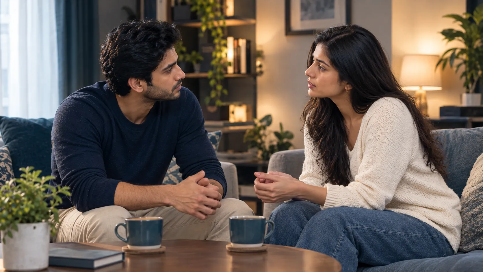 Couple having an honest conversation about relationship expectations and commitment