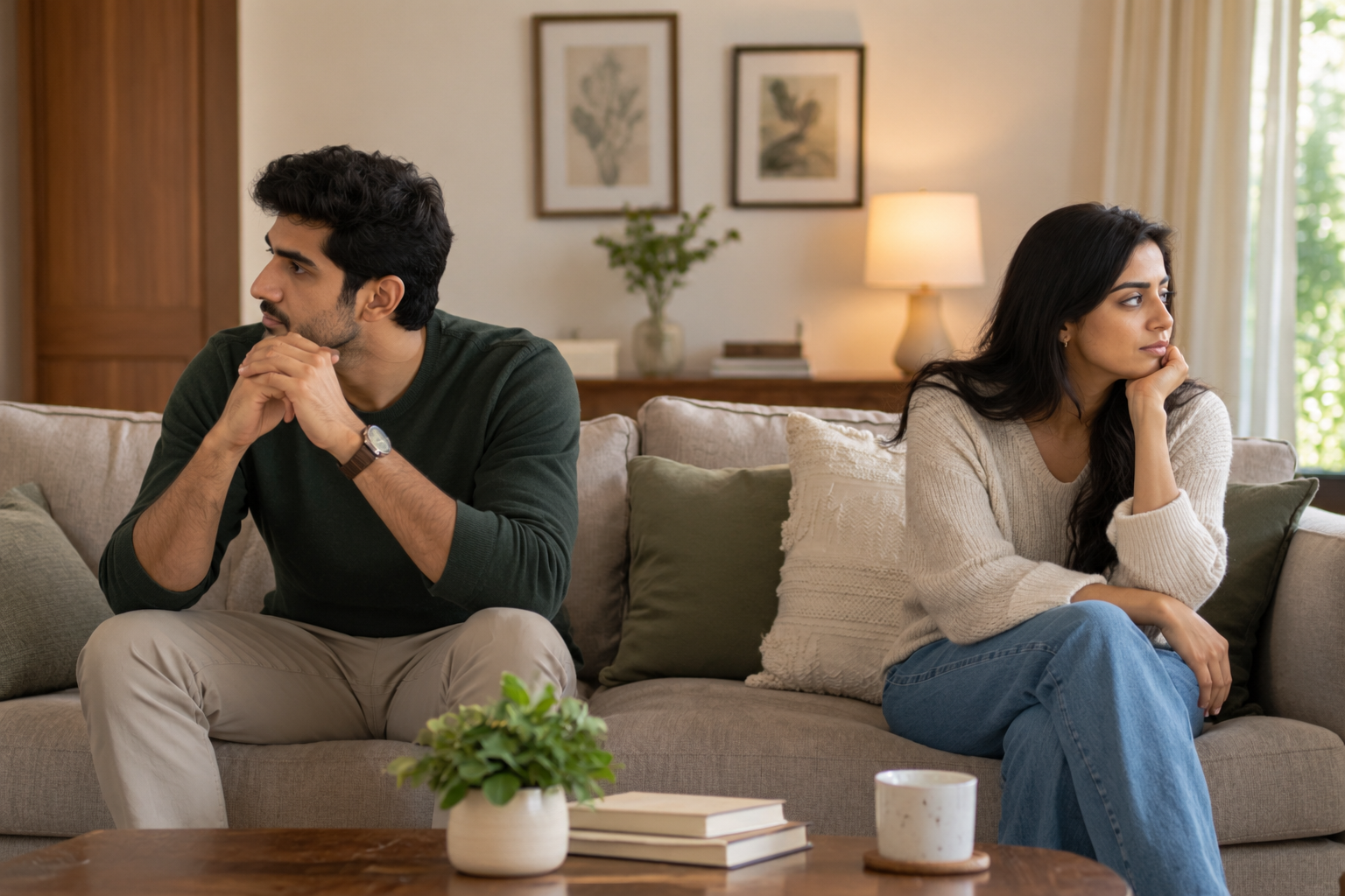 Couple experiencing emotional distance and relationship problems
